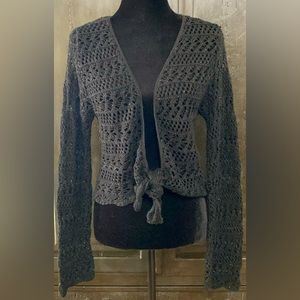 Liz Lange  Black with gold spec cardigan tie-up sweater - Size XL